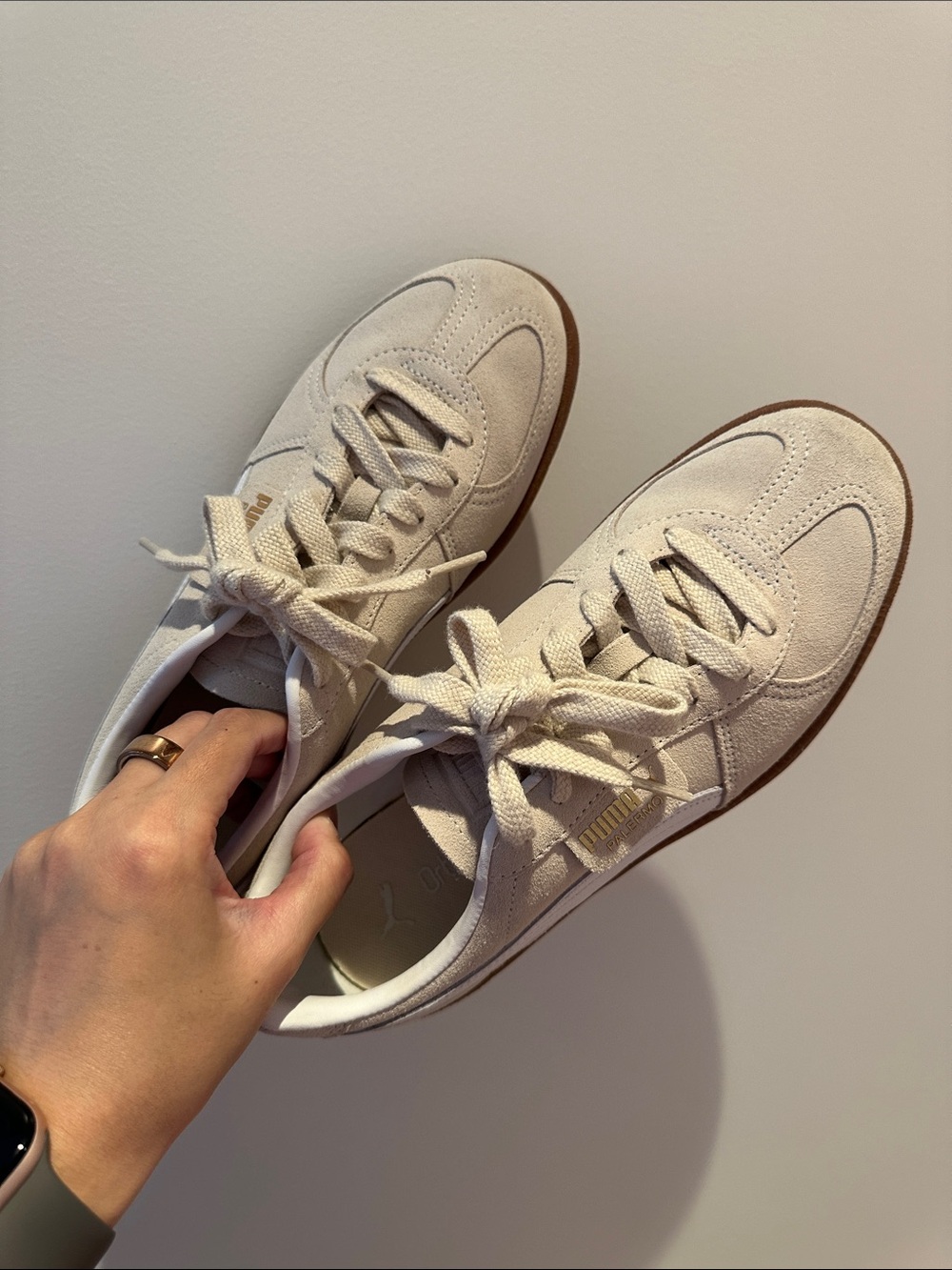 Women's puma Palermo Suede Lace-Up Sneakers in Light Beige
